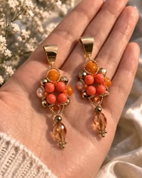 Image 4 of Coral Orange Statement Earrings