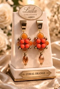 Image 5 of Coral Orange Statement Earrings