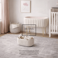 Image 1 of Panelled Bassinet with Gold Hairpin Legs and Caddy.