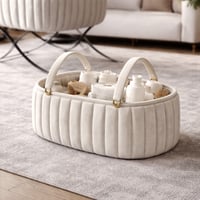 Image 2 of Panelled Bassinet with Gold Hairpin Legs and Caddy.