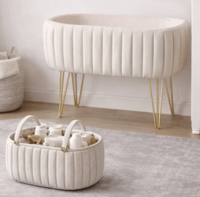 Image 3 of Panelled Bassinet with Gold Hairpin Legs and Caddy.