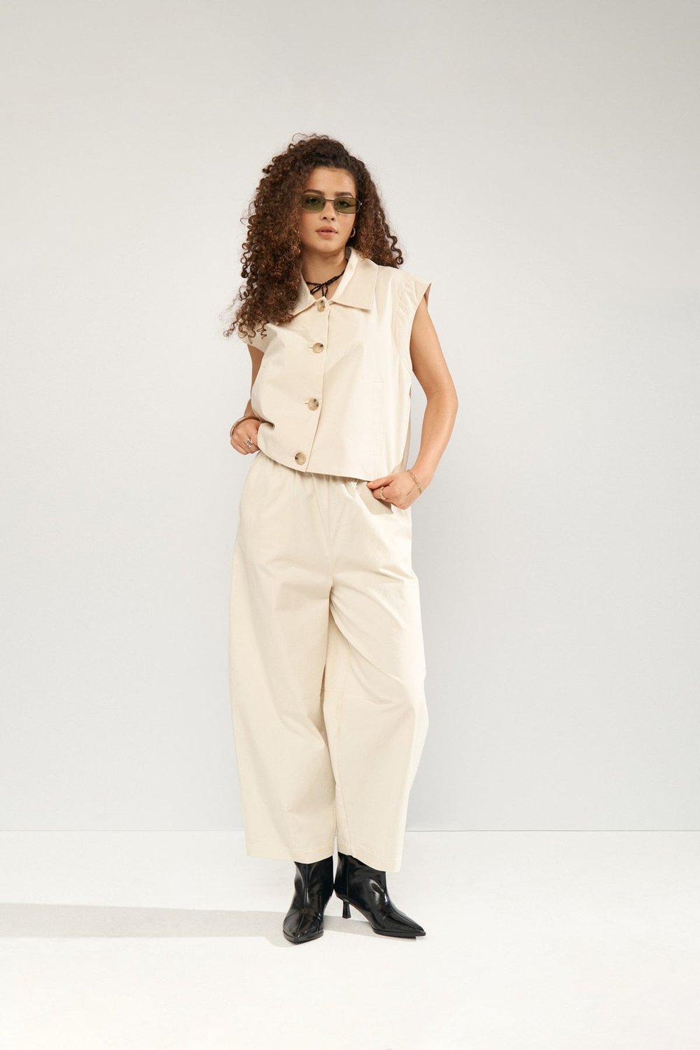 Image of 2-Pantalones NUSUNNA CROPPED Whitecap Gray