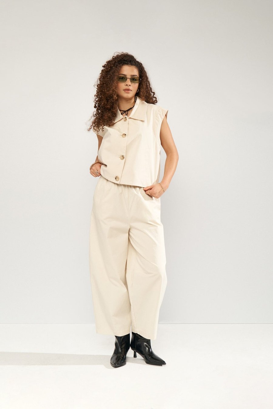 Image of 2-Pantalones NUSUNNA CROPPED Whitecap Gray