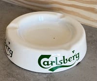 Image 2 of Vintage (1990s) Danish White (Enamel) Carlsberg Advertising Ashtray
