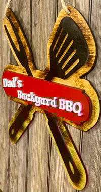 Image 3 of 15” Dad’s BBQ Wooden Sign – Laser Cut Backyard Grill Décor – Father’s Day Gift