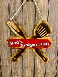 Image 4 of 15” Dad’s BBQ Wooden Sign – Laser Cut Backyard Grill Décor – Father’s Day Gift