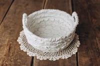 Image 1 of Handmade wool basket with crochet elements