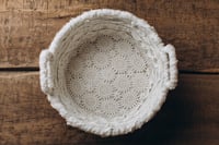 Image 2 of Handmade wool basket with crochet elements