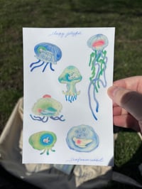 Image 3 of sleepy jellyfish sticker sheet