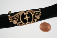 Image 10 of Victorian 14k Yellow Gold, Seed Pearl, and Velvet Ribbon Choker with Clasp