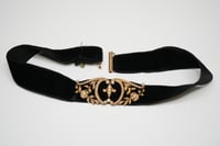 Image 9 of Victorian 14k Yellow Gold, Seed Pearl, and Velvet Ribbon Choker with Clasp