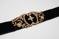 Image 3 of Victorian 14k Yellow Gold, Seed Pearl, and Velvet Ribbon Choker with Clasp