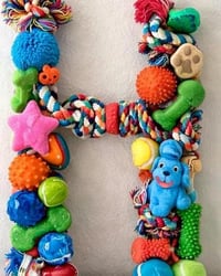 Image 5 of Custom Pet Monogram Letter | 9" Wooden Initial Sign with Cat/Dog Toys