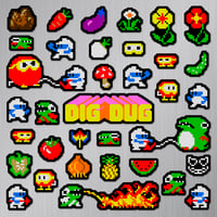 Image 2 of Dig Dug Arcade Sticker/Magnet Sets (35 Pieces) 