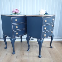 Image 3 of Queen Anne style Bedside Cabinets.