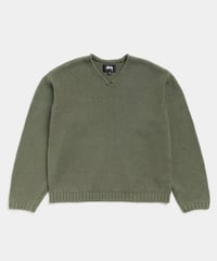Image 1 of STUSSY_ROLL V NECK SWEATER :::OLIVE:::