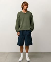 Image 3 of STUSSY_ROLL V NECK SWEATER :::OLIVE:::