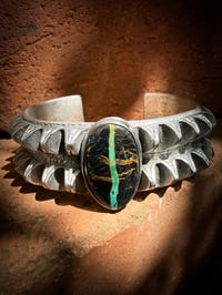 Image 1 of WL&A Heavy Rustic Double Holy Mtn Black Jack Punkero Cuff - Size 7.25 to 7.50 - 175 Grams