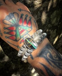 Image 3 of WL&A Heavy Rustic Double Holy Mtn Black Jack Punkero Cuff - Size 7.25 to 7.50 - 175 Grams