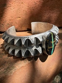 Image 2 of WL&A Heavy Rustic Double Holy Mtn Black Jack Punkero Cuff - Size 7.25 to 7.50 - 175 Grams