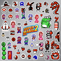 Image 2 of Super Mario Bros. 2 NES Sticker/Magnet Sets (54 Pieces)