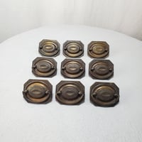 Image 1 of Desk Drop Handle Drawer Pulls, Embossed Flowers, Set of 9, #988