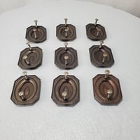 Image 4 of Desk Drop Handle Drawer Pulls, Embossed Flowers, Set of 9, #988