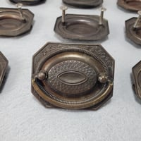 Image 6 of Desk Drop Handle Drawer Pulls, Embossed Flowers, Set of 9, #988