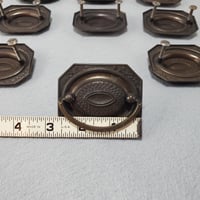 Image 7 of Desk Drop Handle Drawer Pulls, Embossed Flowers, Set of 9, #988