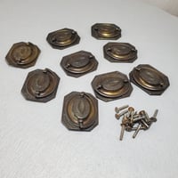 Image 11 of Desk Drop Handle Drawer Pulls, Embossed Flowers, Set of 9, #988