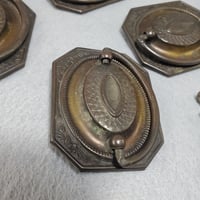 Image 12 of Desk Drop Handle Drawer Pulls, Embossed Flowers, Set of 9, #988