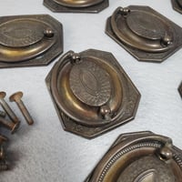 Image 13 of Desk Drop Handle Drawer Pulls, Embossed Flowers, Set of 9, #988