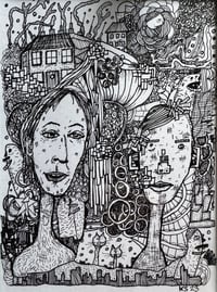 Image 1 of ORIGINAL 5x7 ink on multi-media paper, 'The Panic Started Earlier'