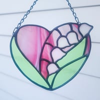 Image 1 of Lily of the Valley Heart Suncatcher