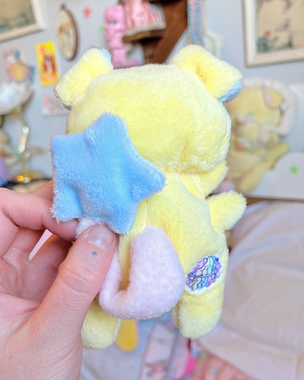 Image of Hugg-A-Me Babey! Yellow with blue binkie 
