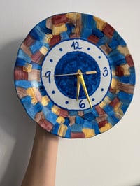 Image 4 of 11" Blue Willow Mosaic Ceramic Clock - Unique Housewarming Gift - Upcycled Wall Art