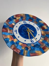 Image 2 of 11" Blue Willow Mosaic Ceramic Clock - Unique Housewarming Gift - Upcycled Wall Art