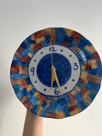 Image 5 of 11" Blue Willow Mosaic Ceramic Clock - Unique Housewarming Gift - Upcycled Wall Art