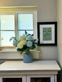 Image 2 of Stitched Canvas Face Art, Colorful Textured Wall Decor, Black Framed Bathroom Piece