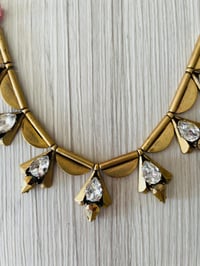 Image 2 of J.Crew vintage brass and rhinestone necklace