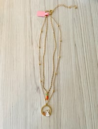 Image 2 of Bunny and carrot layered gold plated necklace