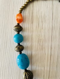 Image 3 of Turquoise beaded large pendant, vintage necklace