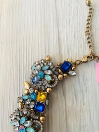 Image 4 of Blue and yellow multistone 1” statement collar necklace