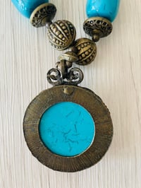 Image 4 of Turquoise beaded large pendant, vintage necklace