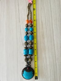 Image 5 of Turquoise beaded large pendant, vintage necklace