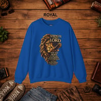 Image 11 of Christian Lion Sweatshirt – "Strength Comes From the Lord" Inspirational Crewneck