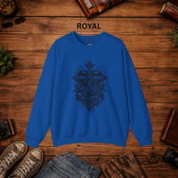 Image 3 of Cross & Roses Linocut — Men's Crewneck Sweatshirt