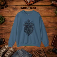 Image 5 of Cross & Roses Linocut — Men's Crewneck Sweatshirt