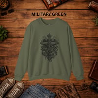 Image 6 of Cross & Roses Linocut — Men's Crewneck Sweatshirt