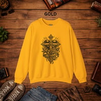 Image 8 of Cross & Roses Linocut — Men's Crewneck Sweatshirt